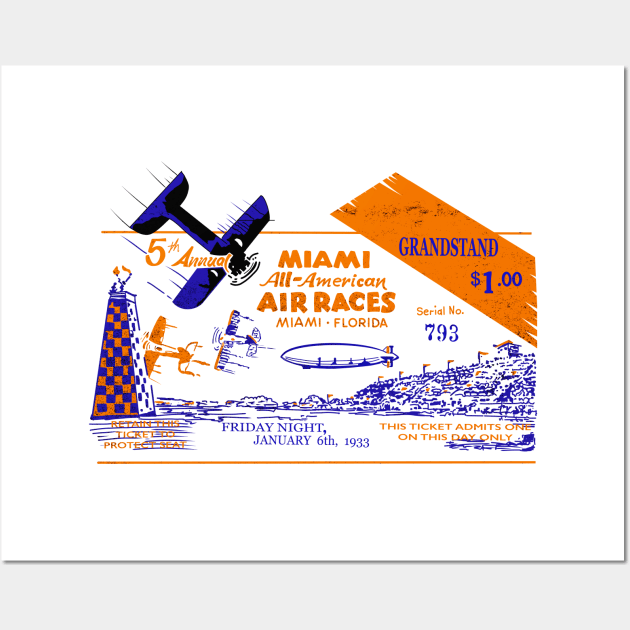 Historic 1933 Miami Air Races Ticket Wall Art by MotorManiac